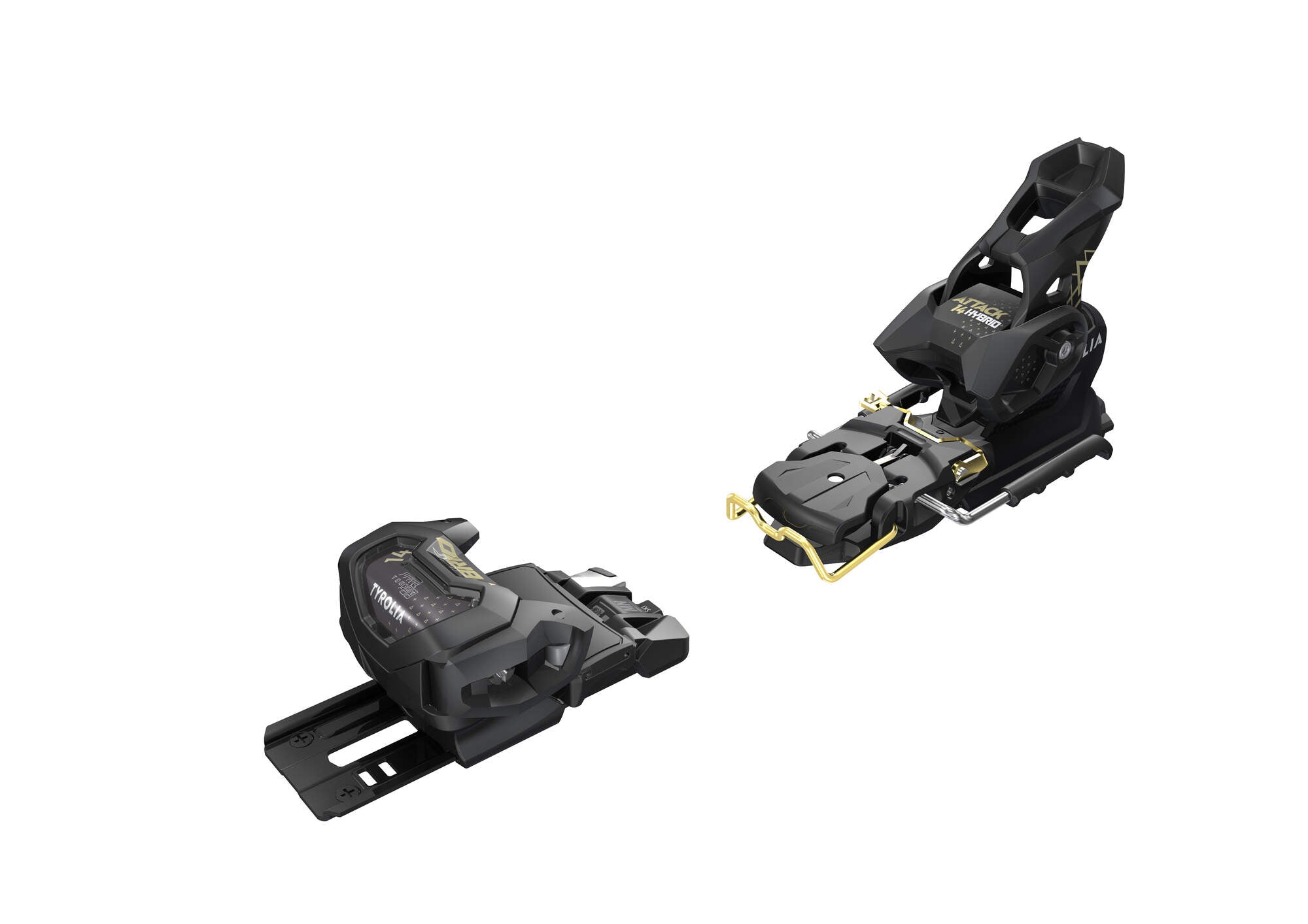 Tyrolia Attack Hybrid 14 MN/PT Ski Bindings - 130 mm Solid Black/Gold