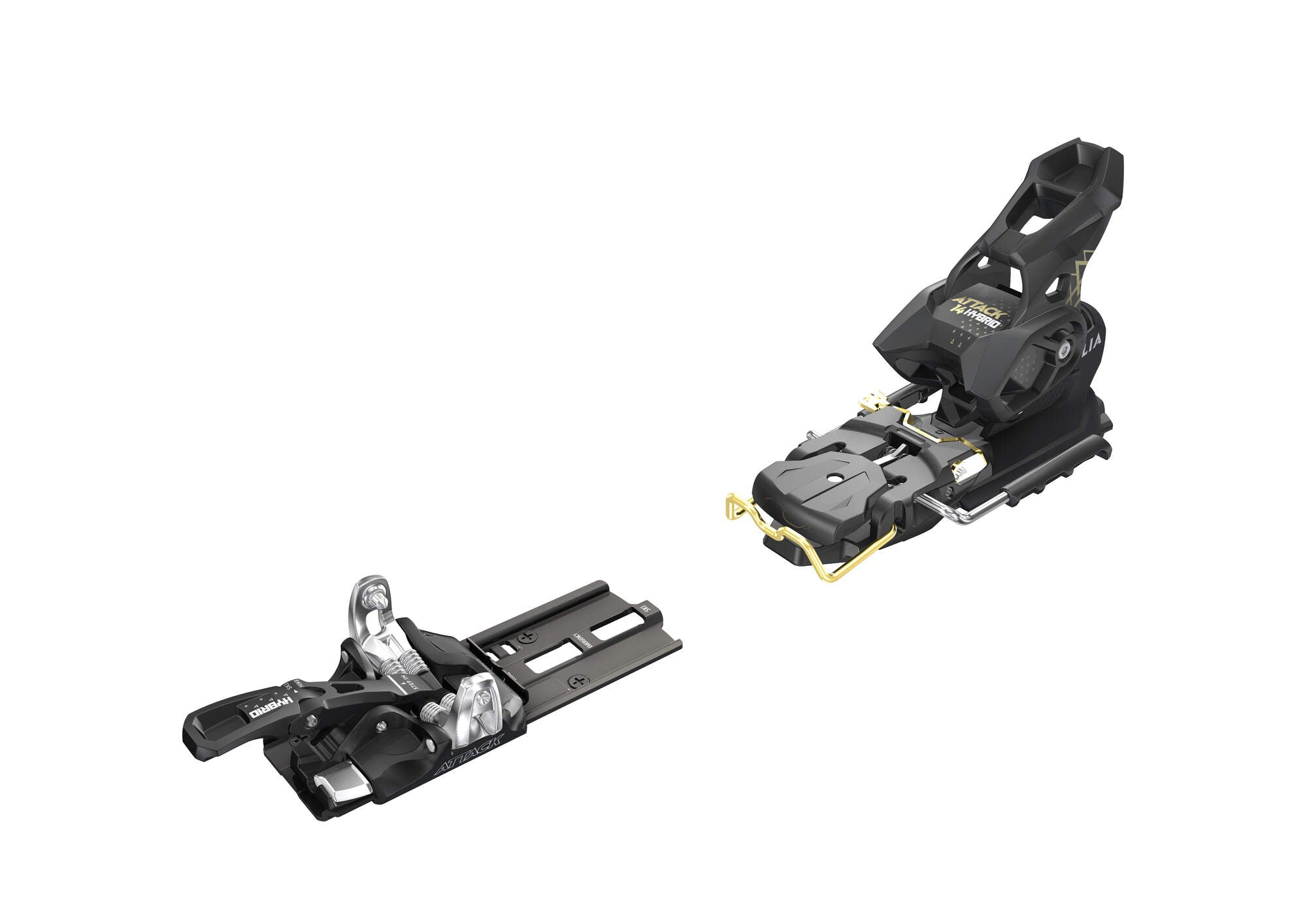 Tyrolia Attack Hybrid 14 MN/PT Ski Bindings - No Brake Solid Black/Gold