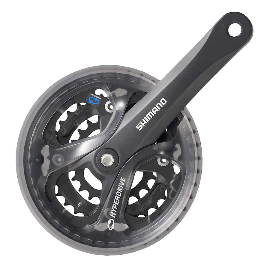 Shimano, Acera FC-M361, Crankset, 7/8 sp., 170mm, 28/38/48T, BCD:64/104mm, Square, 50 mm, Black, With chainguard