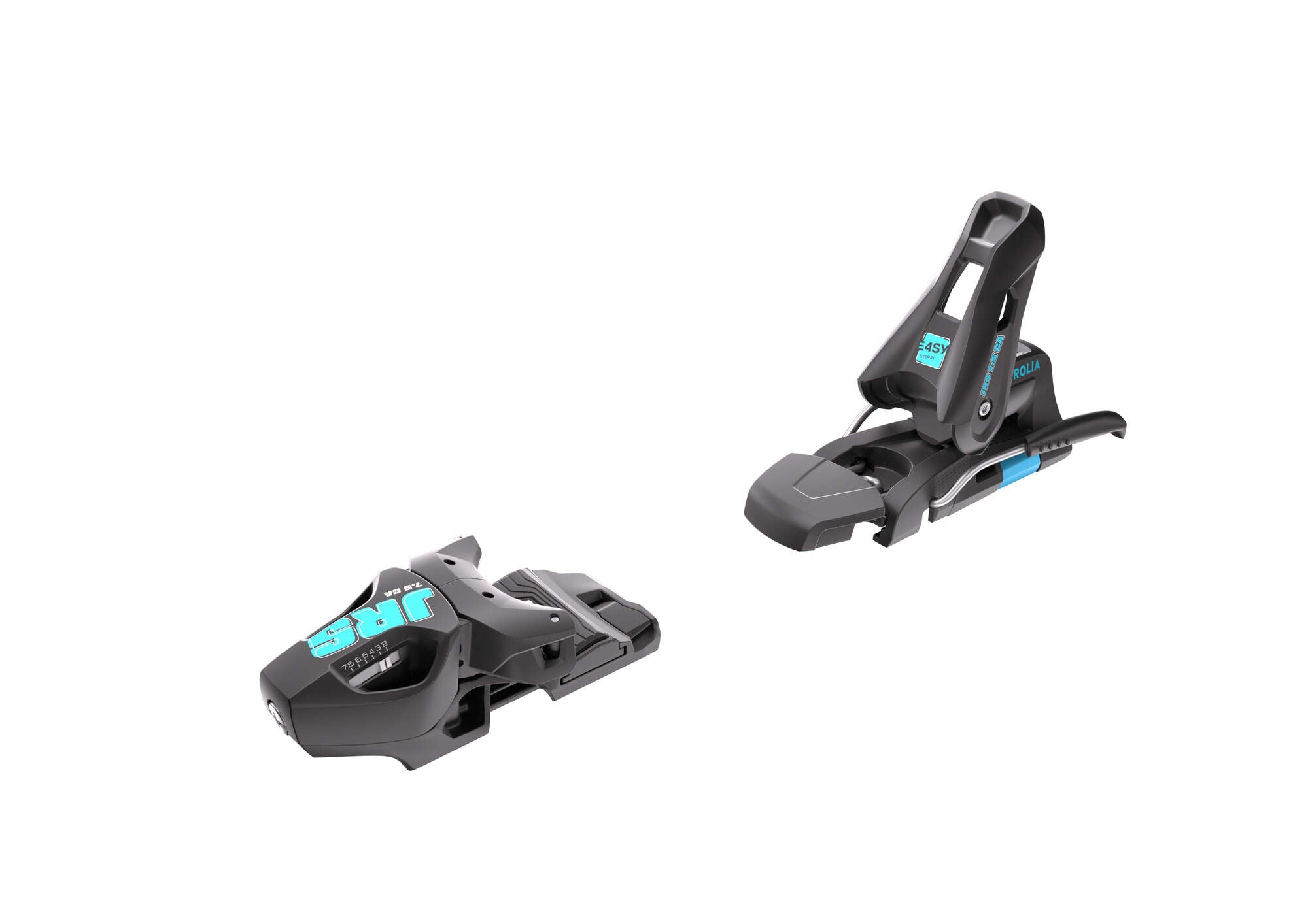 Tyrolia JRS 7.5 GW CA Junior Ski Bindings - 78 mm Solid Black/Speed Blue