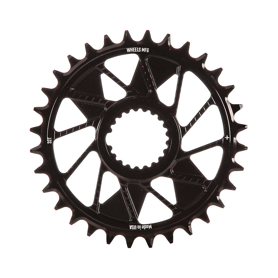 Wheels Manufacturing, Shimano DM T-Type Outboard, Chainring, Teeth: 28, Speed: 12, BCD: Direct Mount Shimano, Single, 7075 Aluminum, Black