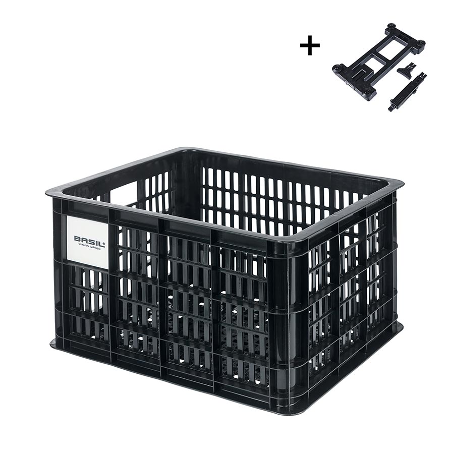 Basil, Bicycle Crate L, Basket, MIK, Black
