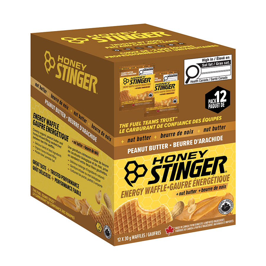 Honey Stinger, Nut Butter, Energy Waffles, Peanut Butter, 12pcs
