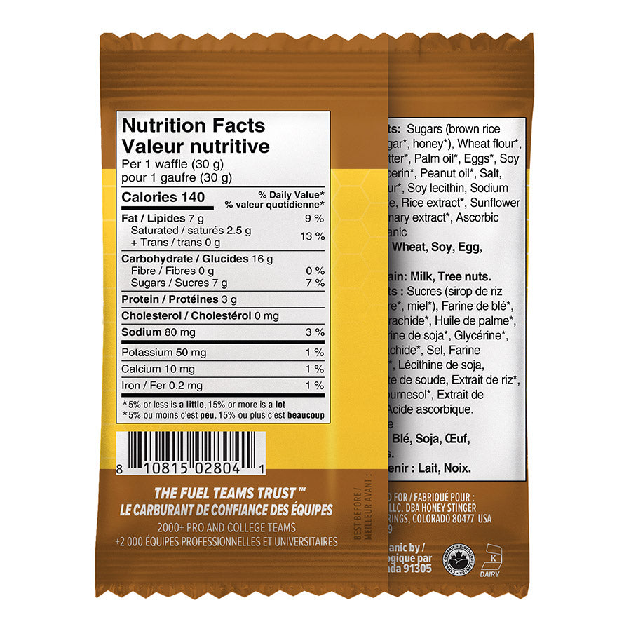 Honey Stinger, Nut Butter, Energy Waffles, Peanut Butter, 12pcs