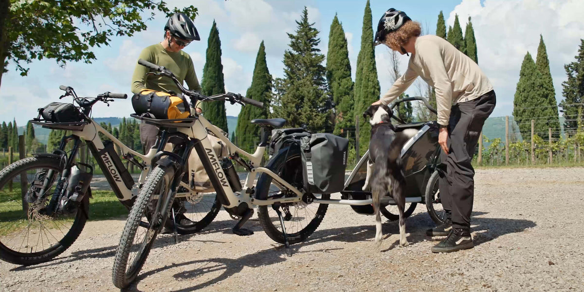 Two riders loading up Amflow TL e-bikes for a trip